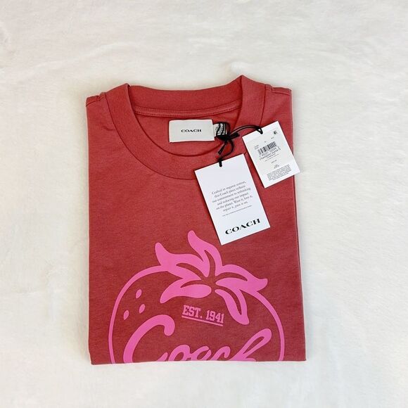 NWT Coach Strawberry Skater T Shirt In Organic Cotton size XL - Picture 5 of 11